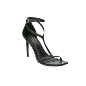 Scoop Strappy Stilettos with Adjustable Ankle Strap Black Size 9 Med Width